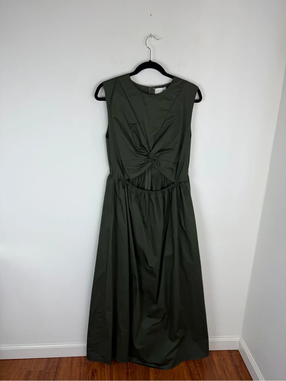 DISSH Ramsey Dark Olive Cotton Midi Dress Size 12 - Picture 2 of 5